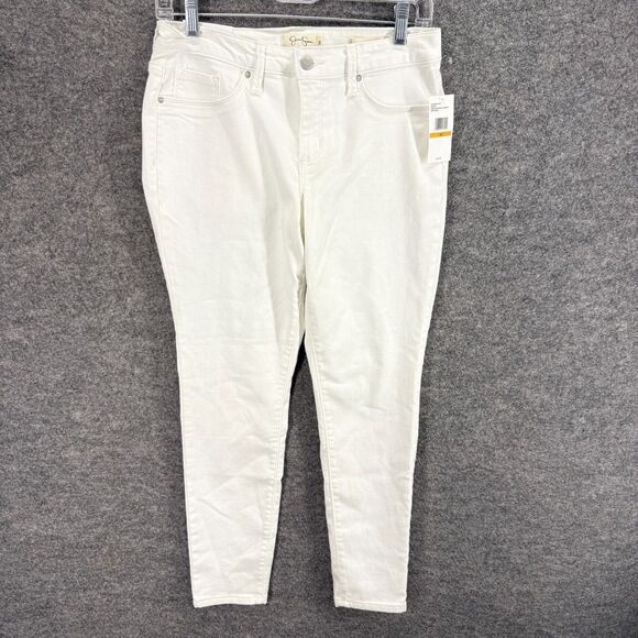 New Jessica Simpson Jeans Women 29 Plus White Denim Light Kiss Me Skinny Ankle - Picture 1 of 8
